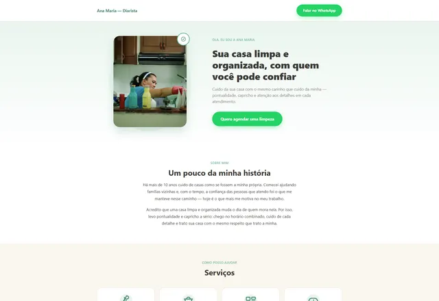 Prévia do site Ana Maria — Diarista