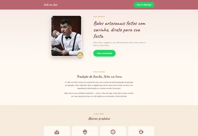 Prévia do site Café com Bolo